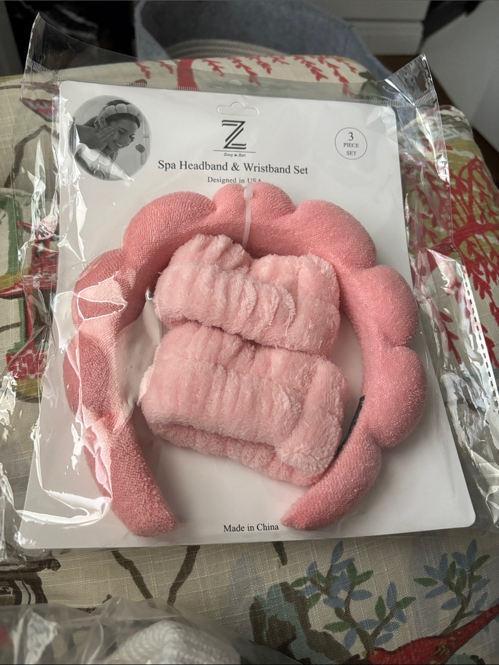 Pink Spa Headband & Wristband Set - Plush Skincare Accessory